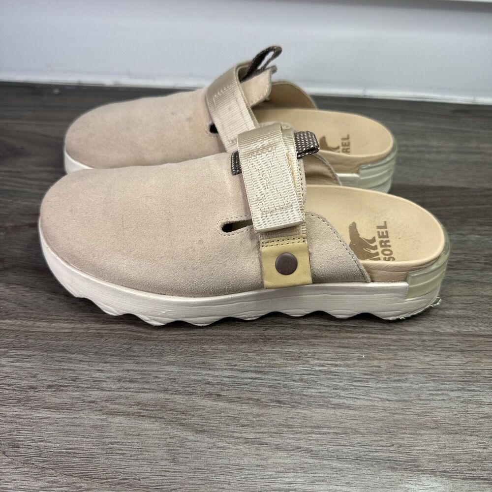 Sorel VIIBE Clog Womens Size 7.5 Suede Boho Comfortable Tan Mule